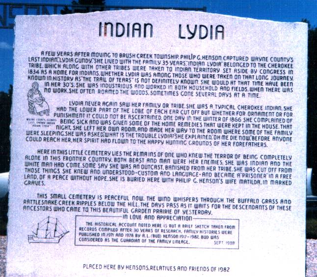 Indian Lydia historical marker